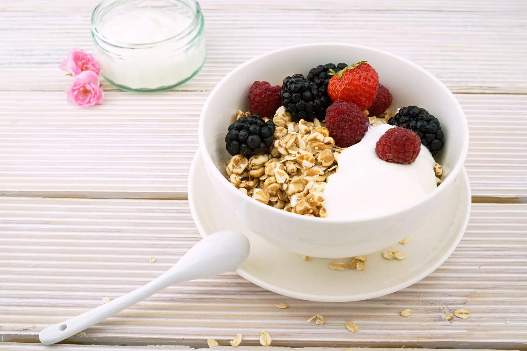 Müslischale mit Beeren, Joghurt und Granola